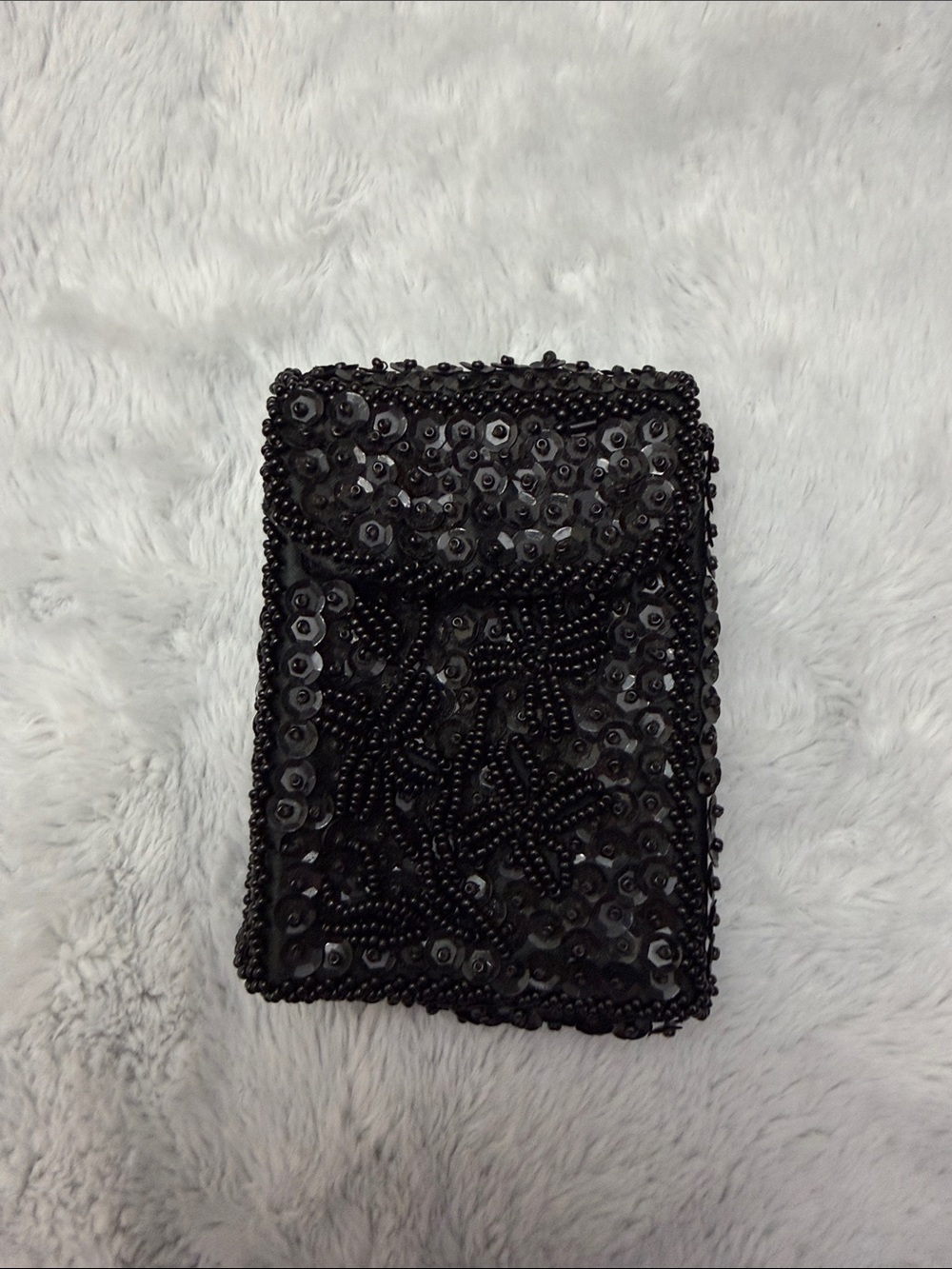 Vintage Black Beaded Sequin Cigarette Case